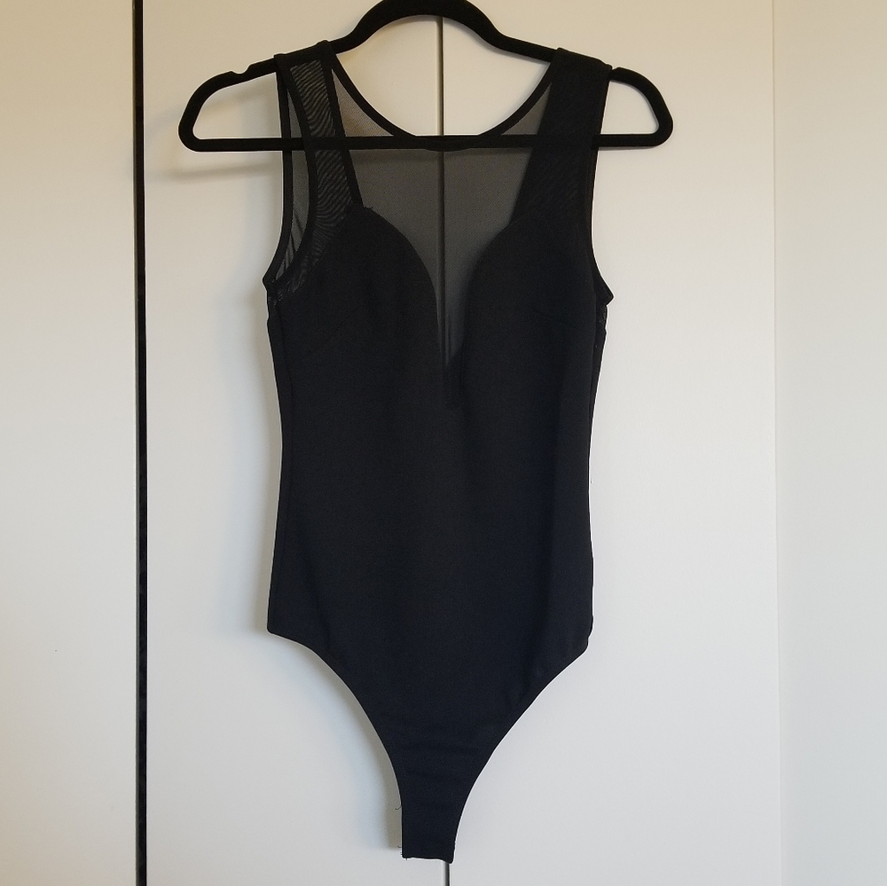 Lulu's Sexy Sleeveless Black Mesh Bodysuit